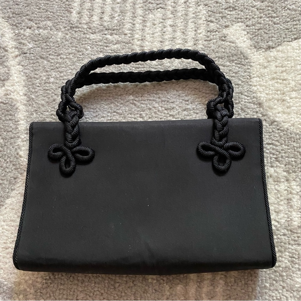 Vintage Koret Black Embroidered Strap Mini Hand Bag